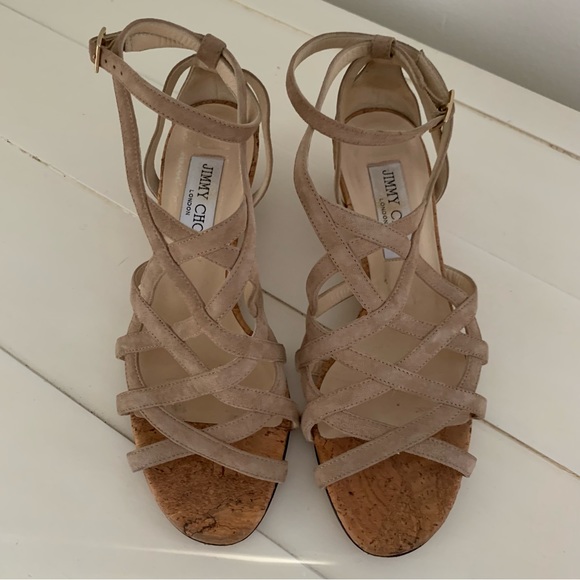 Jimmy Choo Shoes - Jimmy Choo Beige Suede Wedges Sandals